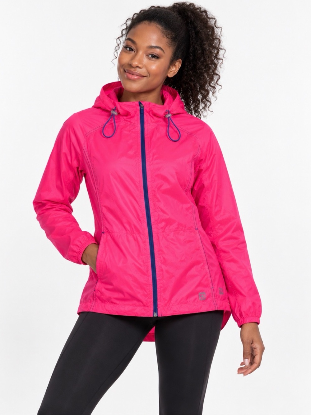 Hind Hot Pink and Blue Performance Windbreaker Jacket with Hood